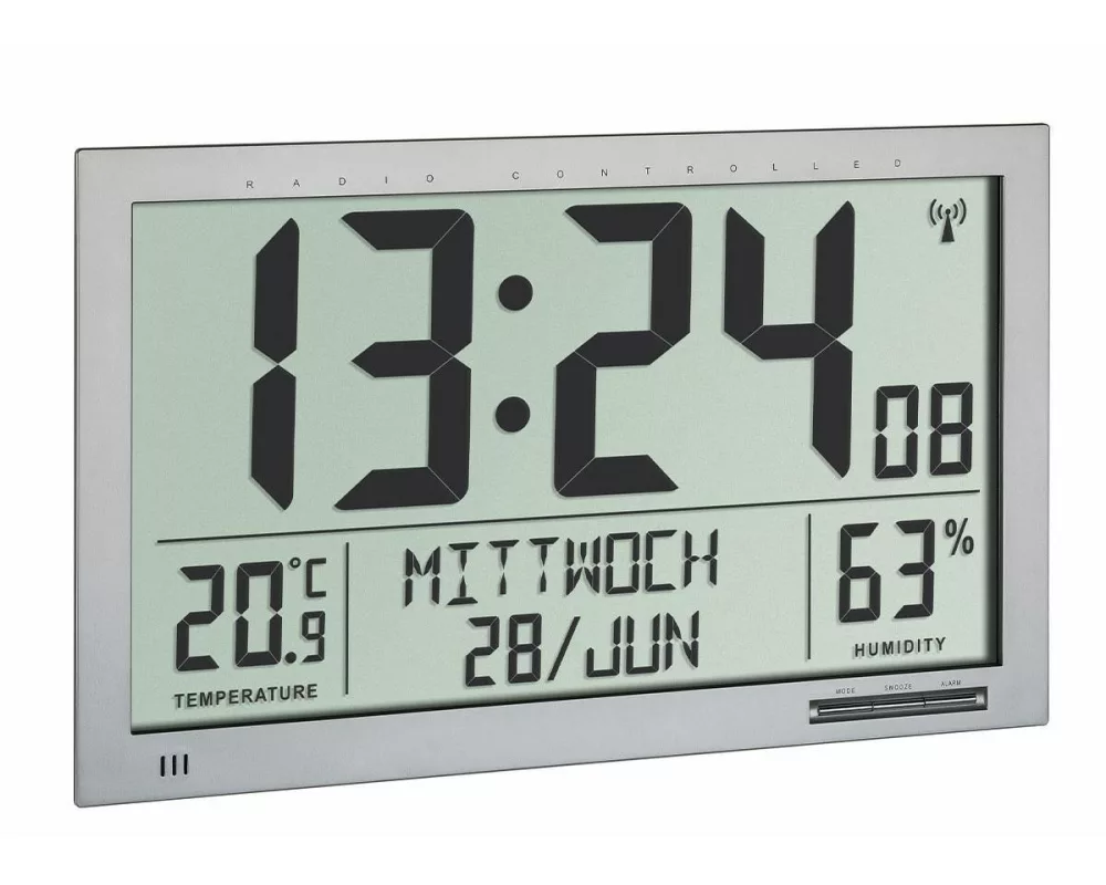 TFA Dostmann Funkuhr Silber