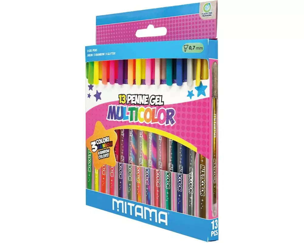 Mitama Gelschreiber Set Glitzer Neon Regenbogenfarben 0.7 mm