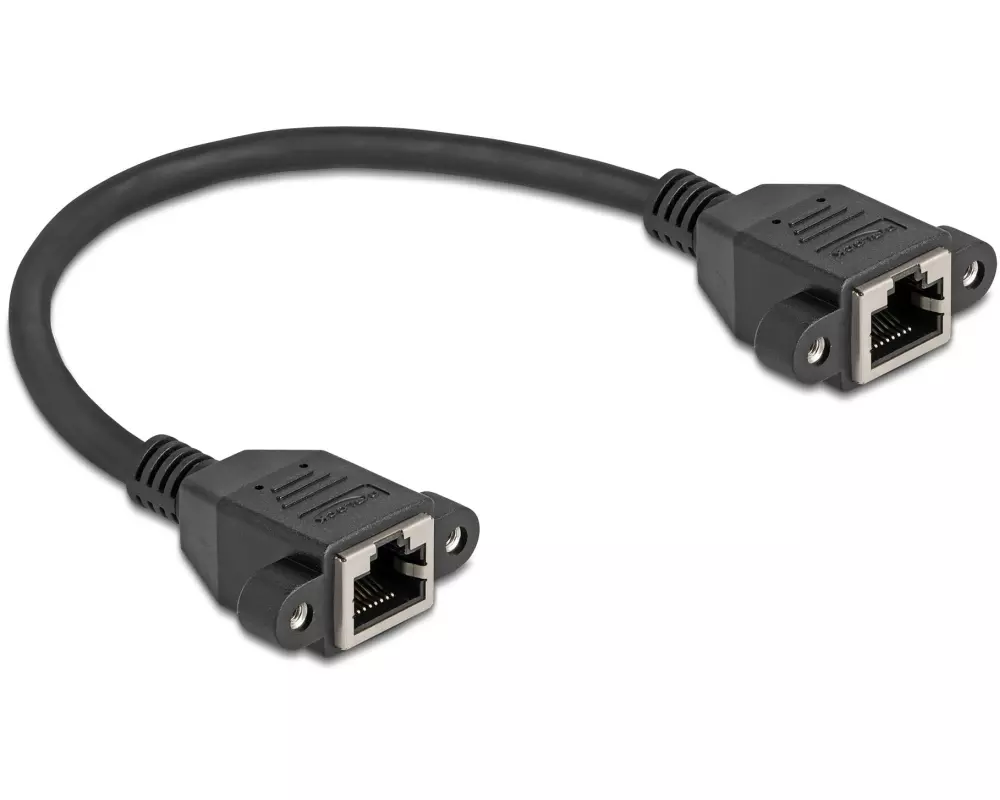 Delock Patchkabel Verlängerungskabel Cat 6A, S/FTP, 0.25 m, Schwarz