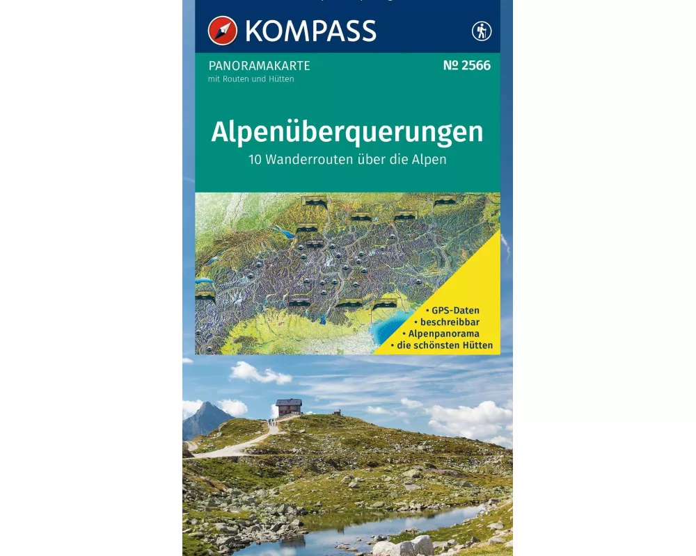 KOMPASS Fernwegekarte Alpenüberquerungen Panorama 1:2 Mio