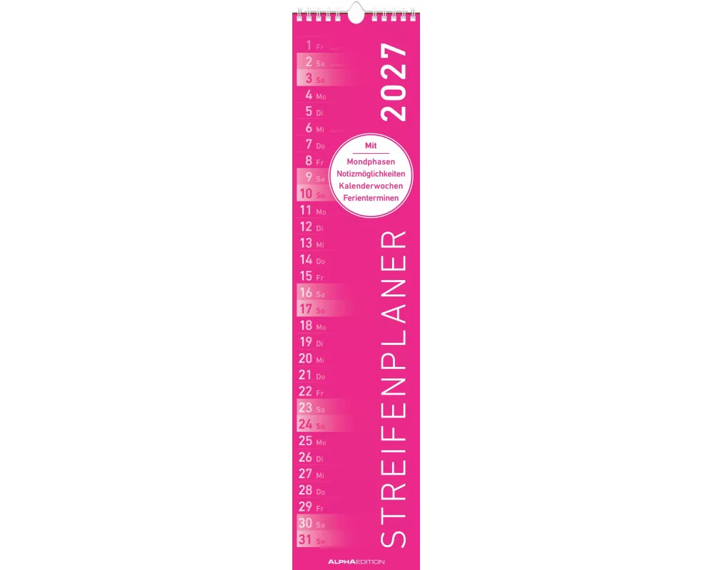 Streifenplaner PINK 2027