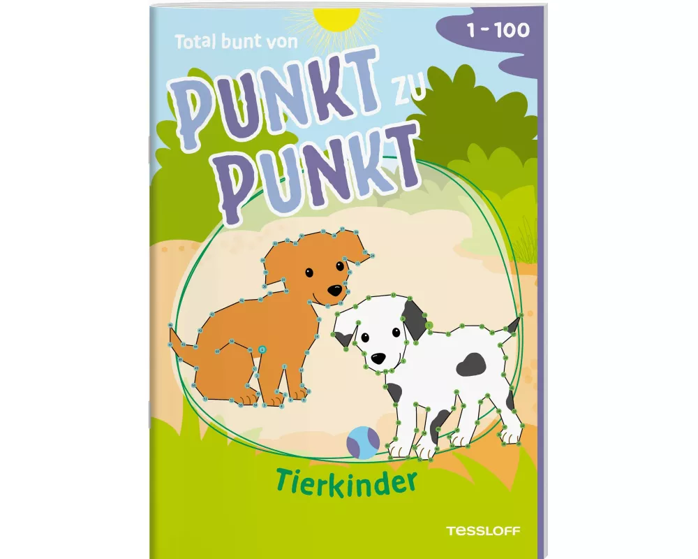 Total bunt von Punkt zu Punkt. Tierkinder. Von 1 bis 100