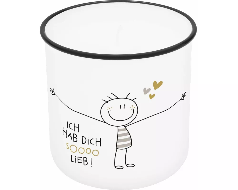 Lieblingskerze in Emailleoptik Motiv "Hab dich soooo lieb"