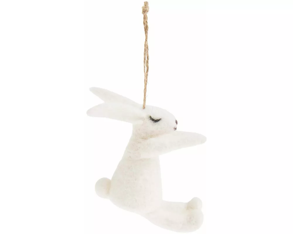 Aufhänger Filz-Hase, Weiß, 9,5 x 4,3 x 9cm
