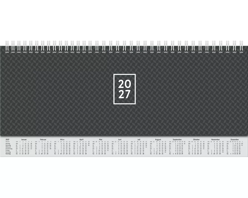 BRUNNEN 1077262907 Querterminbuch Mod. 772 2027 297×105 mm, Karton, schwarz