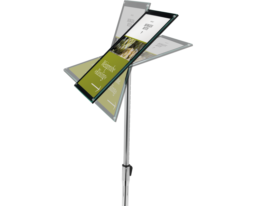 DEFLECTO Bodenständer Superior Image A3 790645 silber 34x128x30cm