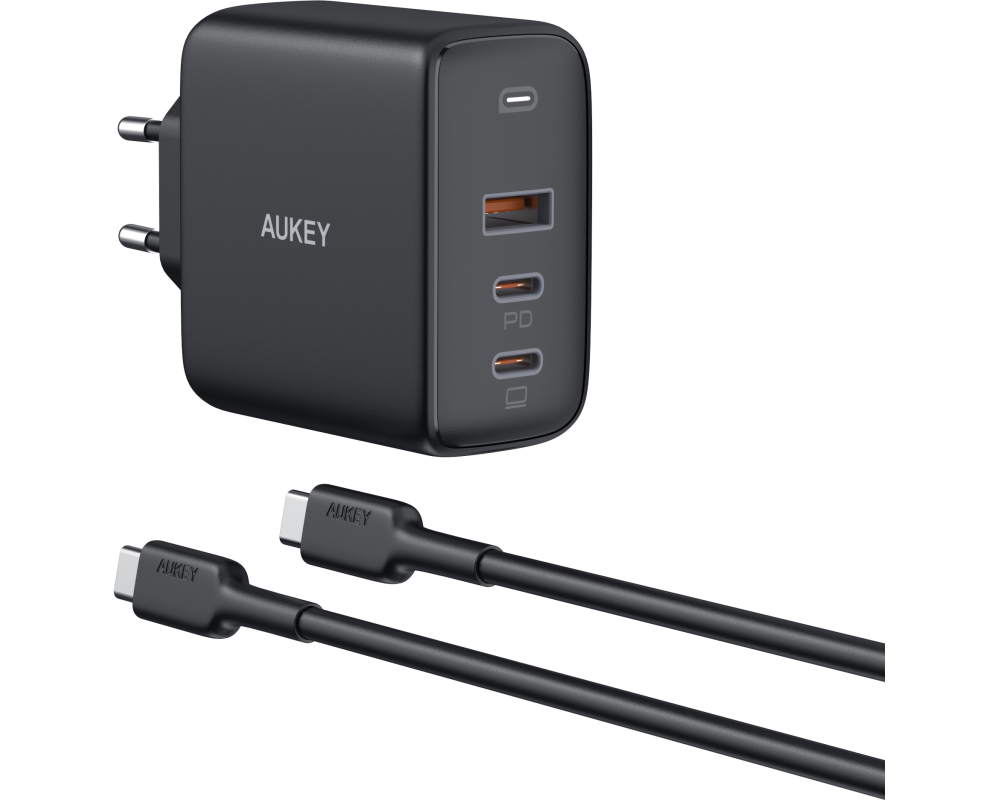 AUKEY Omnia Mix3 90W 3-Port PD GaN PA-B6S Bundle 3-Port 2xUSB-C&1xUSB-A&Cable