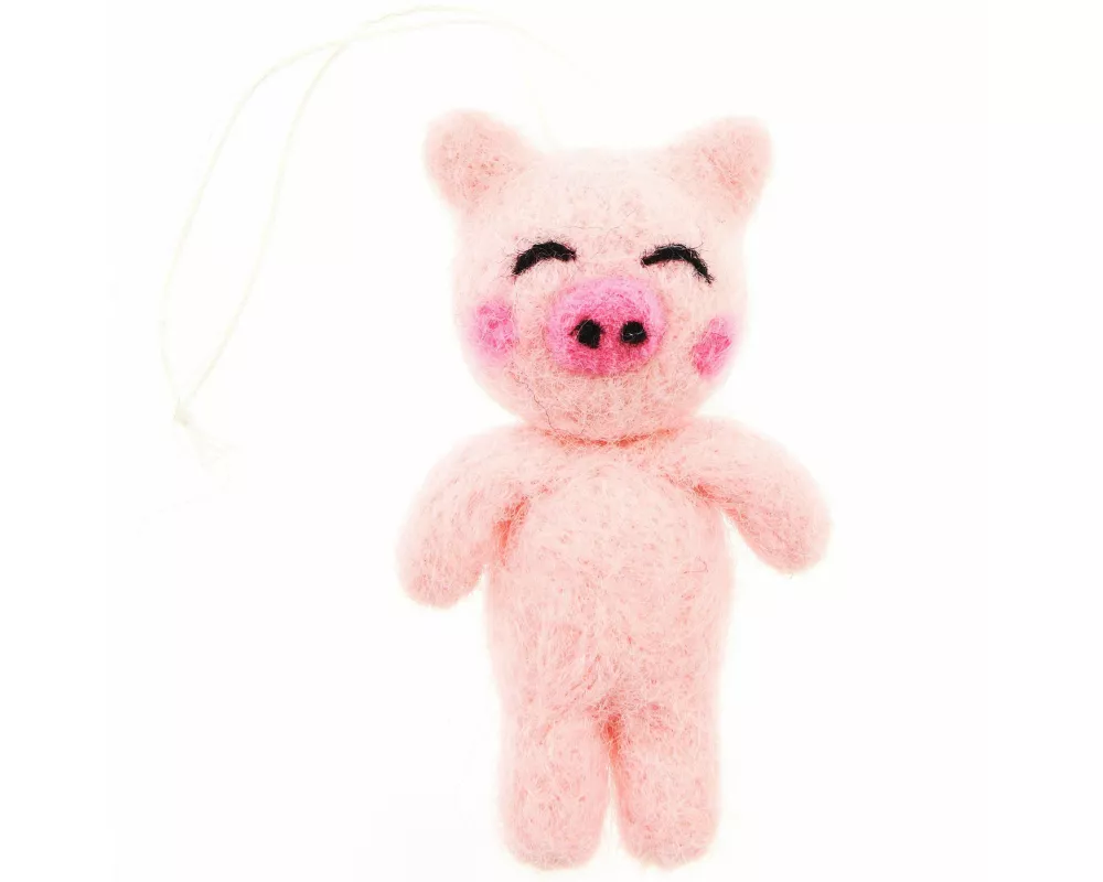 Anhänger Filz-Schwein 3D, Rosa, 7 x 3,9 x 3cm