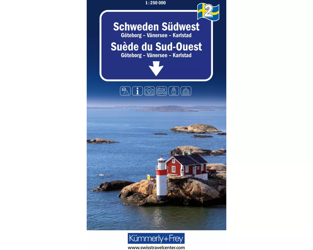 Kümmerly+Frey Regional-Strassenkarte 2 Schweden Südwest 1:250.000