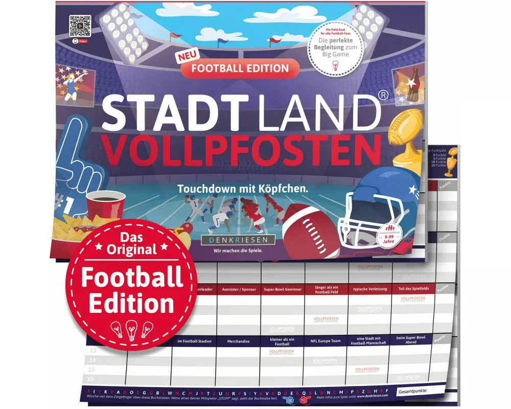 DENKRIESEN - STADT LAND VOLLPFOSTEN - FOOTBALL EDITION - "Touchdown mit Köpfchen." - A4