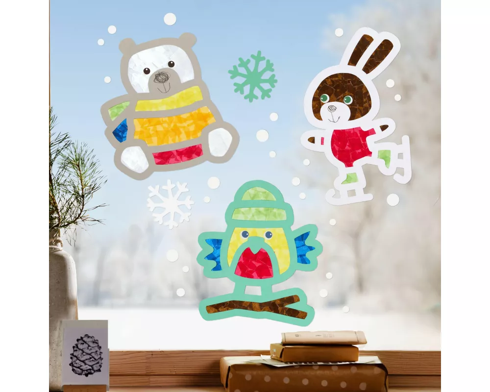 Bastelset - Erstes Kleben Tiere im Schnee