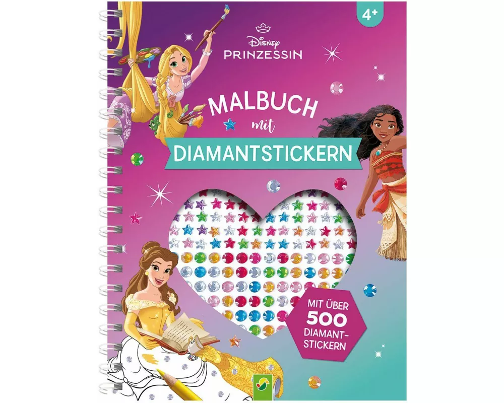Disney Prinzessin Malbuch mit Diamantstickern | Malspaß mit über 500 funkelnden Glitzersteinen