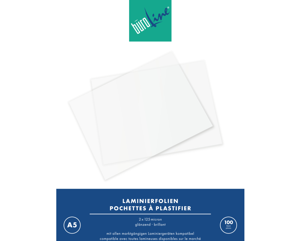 BÜROLINE Laminiertasche A5 47140000 glanz, 125my 100 Stück