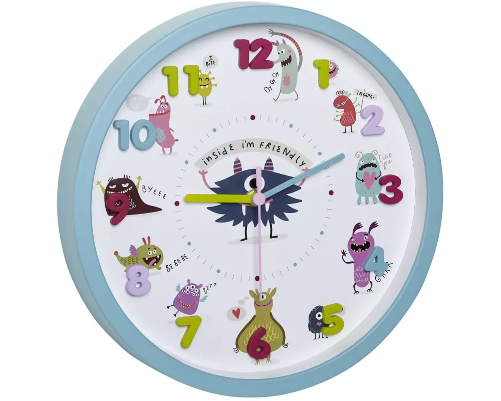 TFA Dostmann Wanduhr Little Monsters Ø 30.9 cm, Mehrfarbig