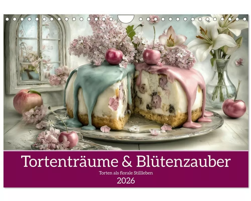 Tortenträume & Blütenzauber (Wandkalender 2026 DIN A4 quer), CALVENDO Monatskalender