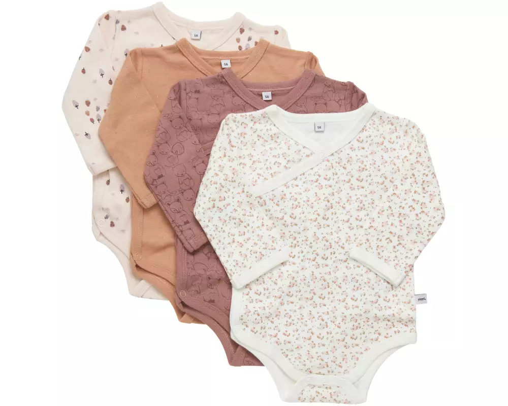 pippi Langarm-Wickelbody 4er Set Burlwood Gr. 56