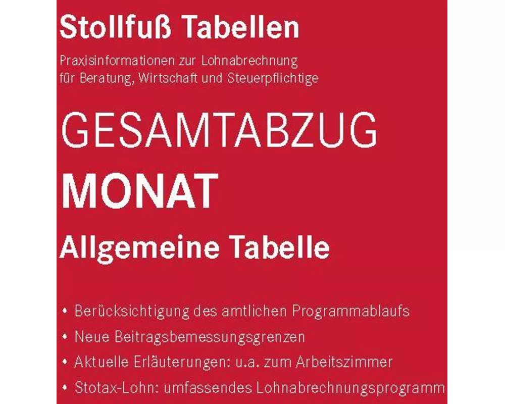 Tabelle, Gesamtabzug 2026 Monat