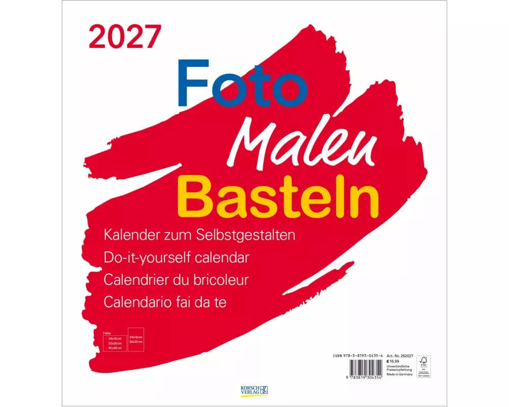 Foto-Malen-Basteln Bastelkalender weiß groß 2027