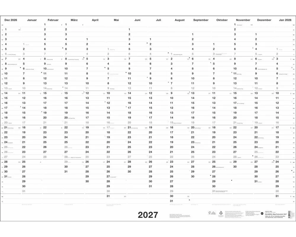 Black&White Mega-Posterplaner 2027