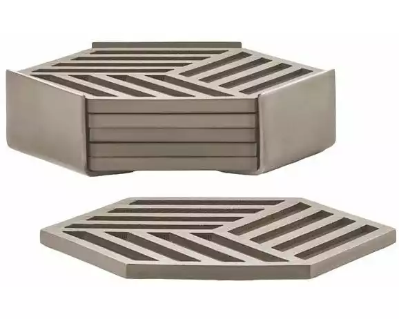 Zone Denmark Glasuntersetzer Hexagon 6er Set Taupe