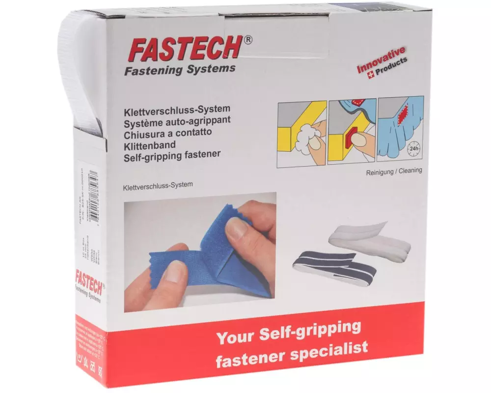 FASTECH Hakenseite Box 25 mm x 10 m selbstklebend, Weiss