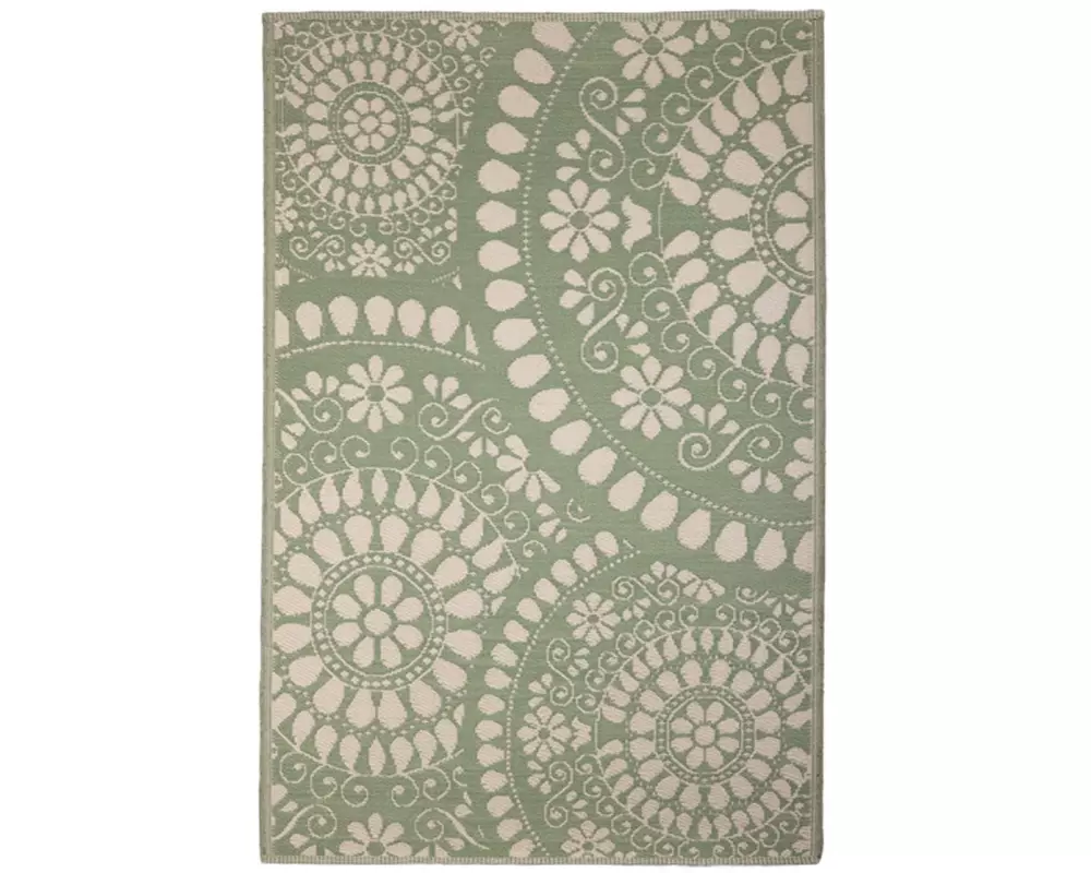 Esschert Design Teppich Outdoor 121 x 182 cm, Grün/Weiss