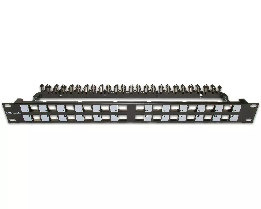 Wirewin Patchpanel 24 Port, Keystone, 1HE 19" Rack Schwarz