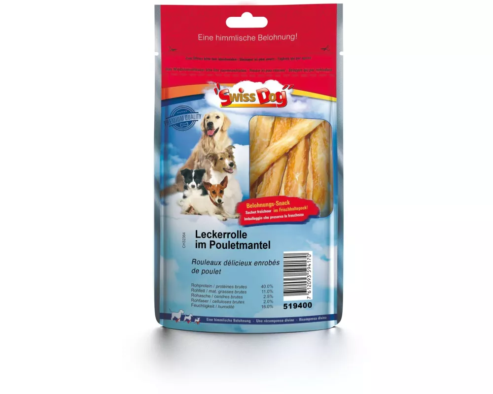 SwissDog Kausnack Leckerrolle im Pouletmantel 100 g