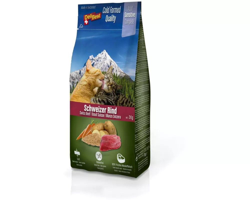 DeliBest Halbfeuchtfutter Premium Complete Sensitive Cat, Rind, 2 kg