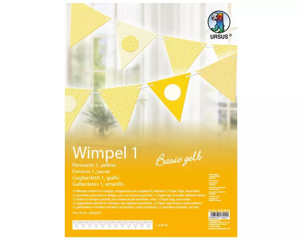 URSUS Girlande Basic 2.3 m, Gelb