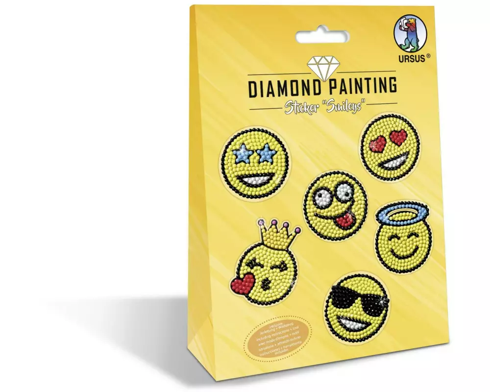 URSUS Motivsticker Diamond Painting Smileys Gelb 1 Stück