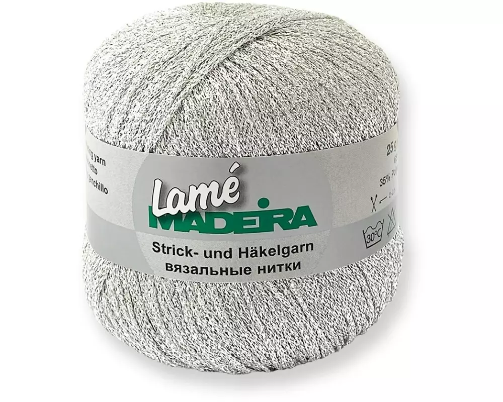 Madeira Häkel- und Strickgarn Lamé 25 g, 175 m, Silber