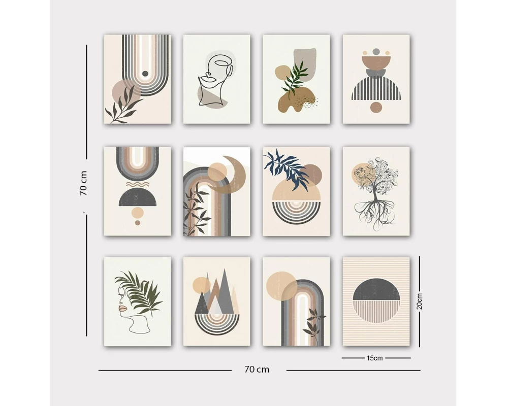 Wallxpert Bild Arches Beige/Blau, 12-teilig, 20x15 cm