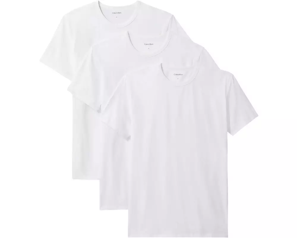 Calvin Klein Wäsche Shirt S/S Crew Neck, Weiss Grösse L, 3 Stück