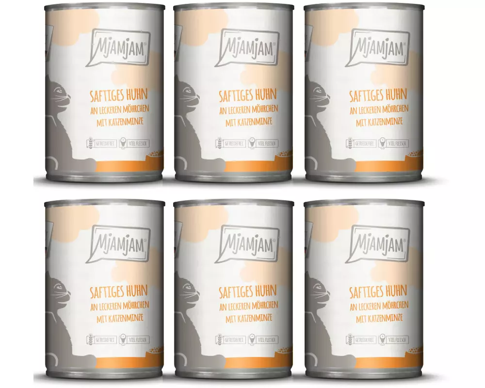 Mjamjam Nassfutter Dose Huhn & Mörchen, 6 x 400 g