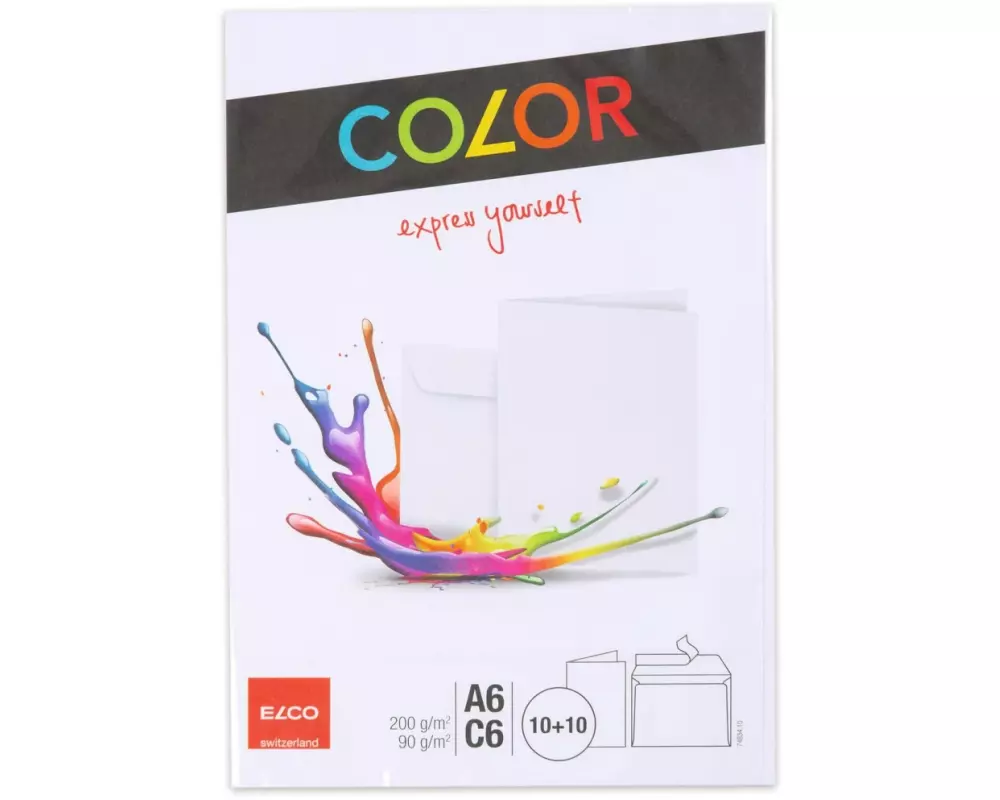 ELCO Doppelkarte mit Couvert Color A6/C6 Weiss, 20 Stück