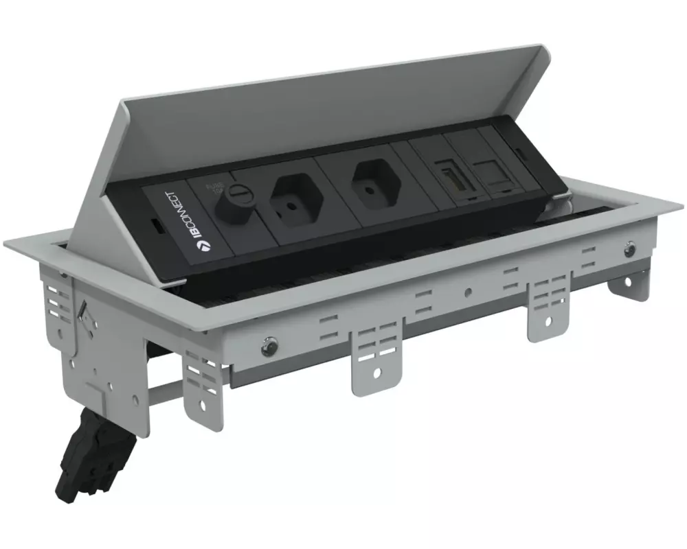 IB Connect Steckdosenleiste Box3 2x T13, 1x Cat 6, HDMI, Grau