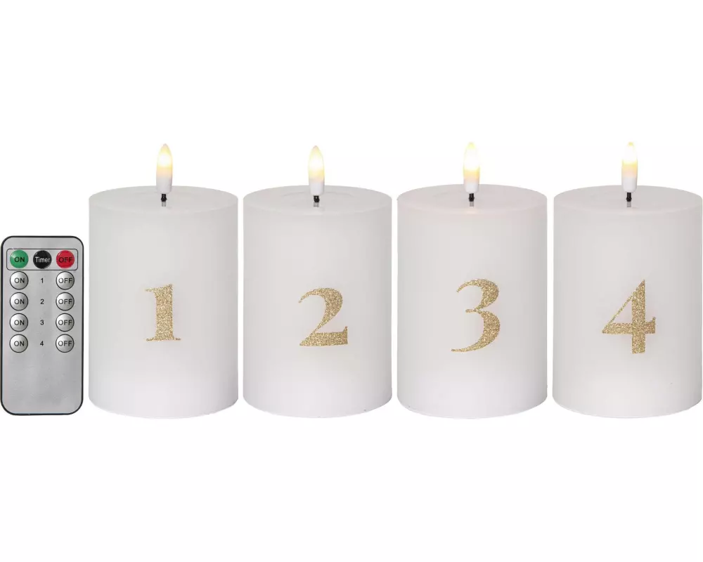 Star Trading LED-Kerzen Set Pillar, Indoor, 12.50 cm, 4 Stück