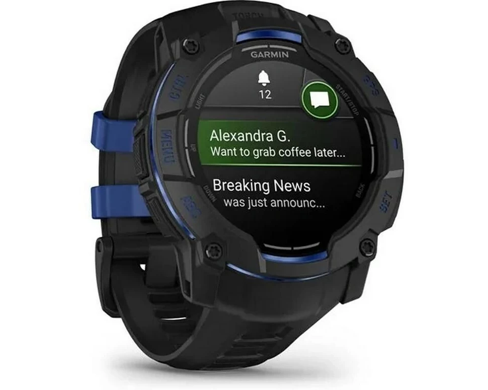 GARMIN Sportuhr Instinct 3 AMOLED Schwarz/Blau