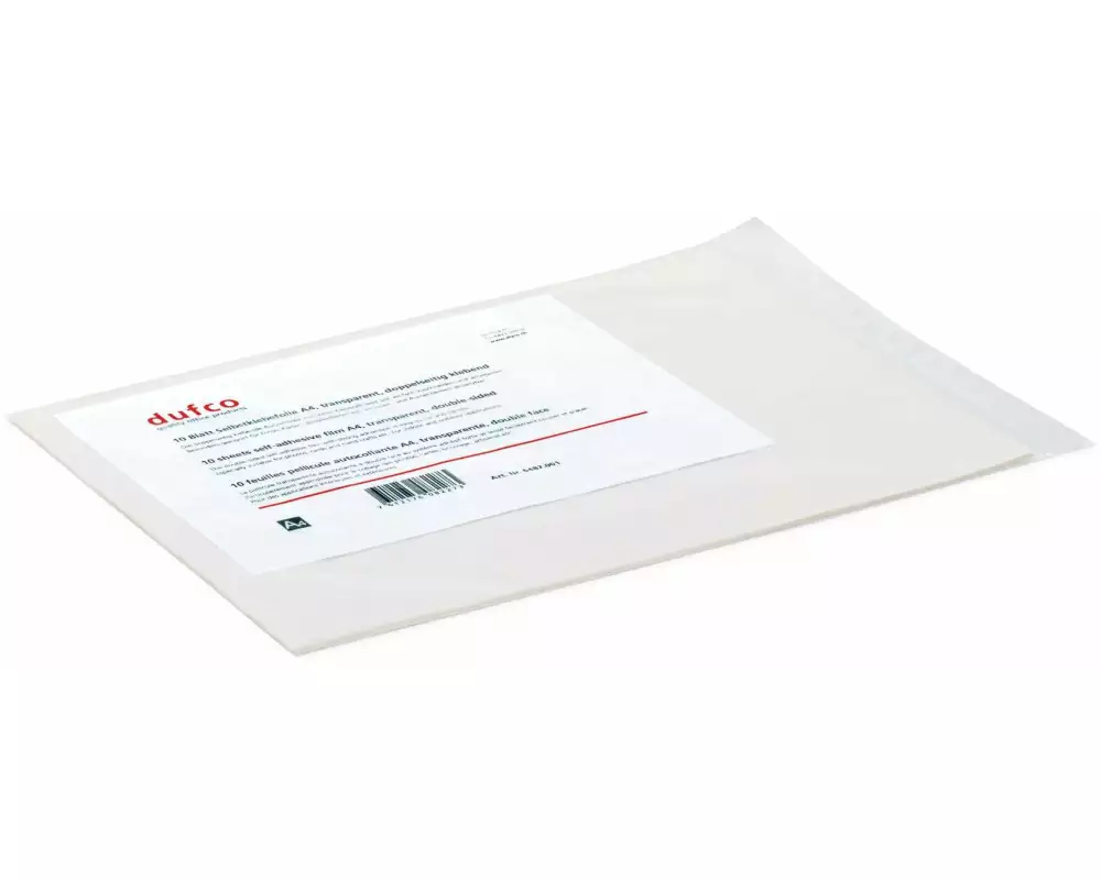 dufco Selbstklebefolie doppelseitig A4, 10 Stück, Transparent