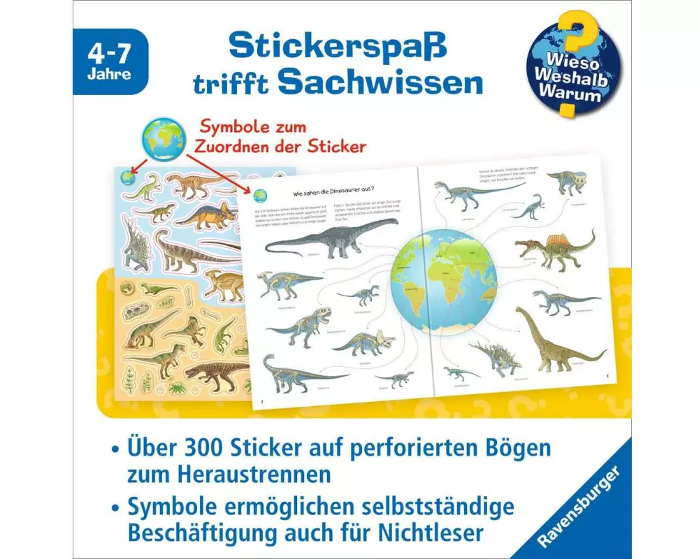 Ravensburger Kinder-Sachbuch Stickerheft Dinosaurier