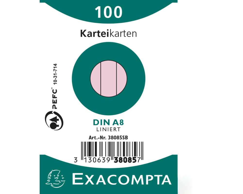 EXACOMPTA Karteikarten liniert A8 38085SB rosa 100 Stück