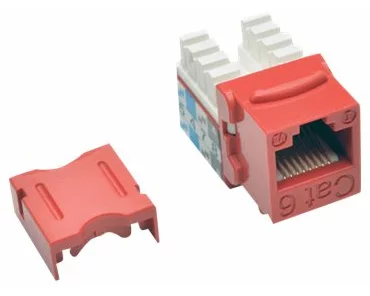 EATON TRIPPLITE Cat6/Cat5e, 110, Style, Punch, Down, Keystone, Jack, Red, 25-Pack, TAA