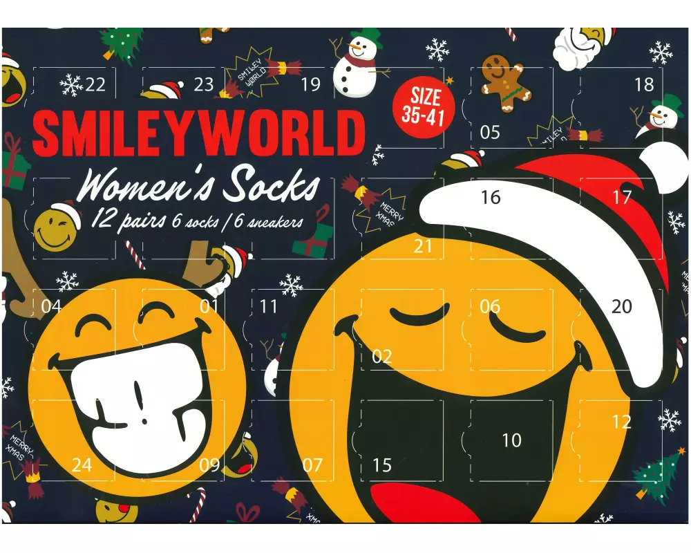 Dreams and Fantasy Adventskalender Socken Smiley World, Grösse 35-41, 12 Paare