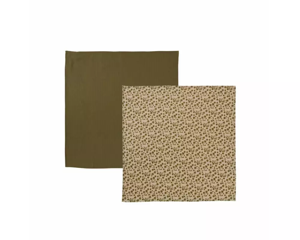 OYOY Mulltuch Iro Muslin 2 Stück, Olivgrün