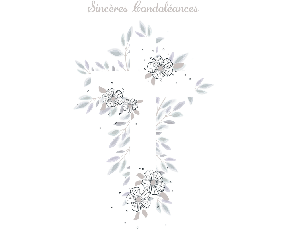 ABC Trauerkarte FR B6 53161 Blumen Kreuz