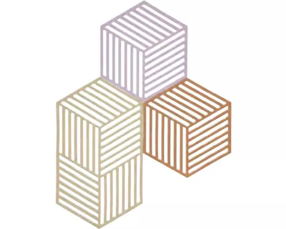 Zone Denmark Topfuntersetzer Hexagon, 3er Set Beige/Mehrfarbig
