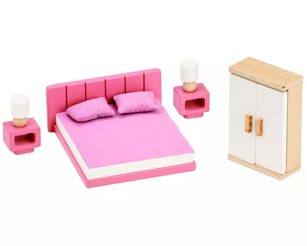 Spielba Holzspielwaren Puppenhausmöbel Schlafzimmer