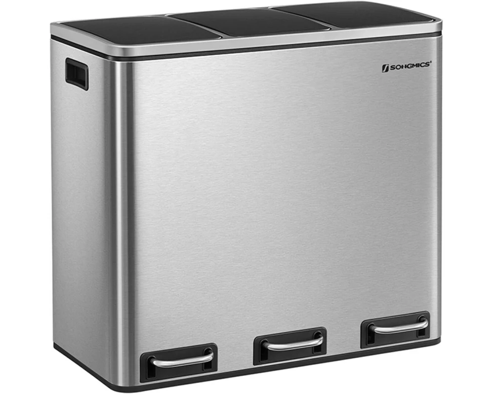 Songmics Treteimer 3 x 18 L, Silber