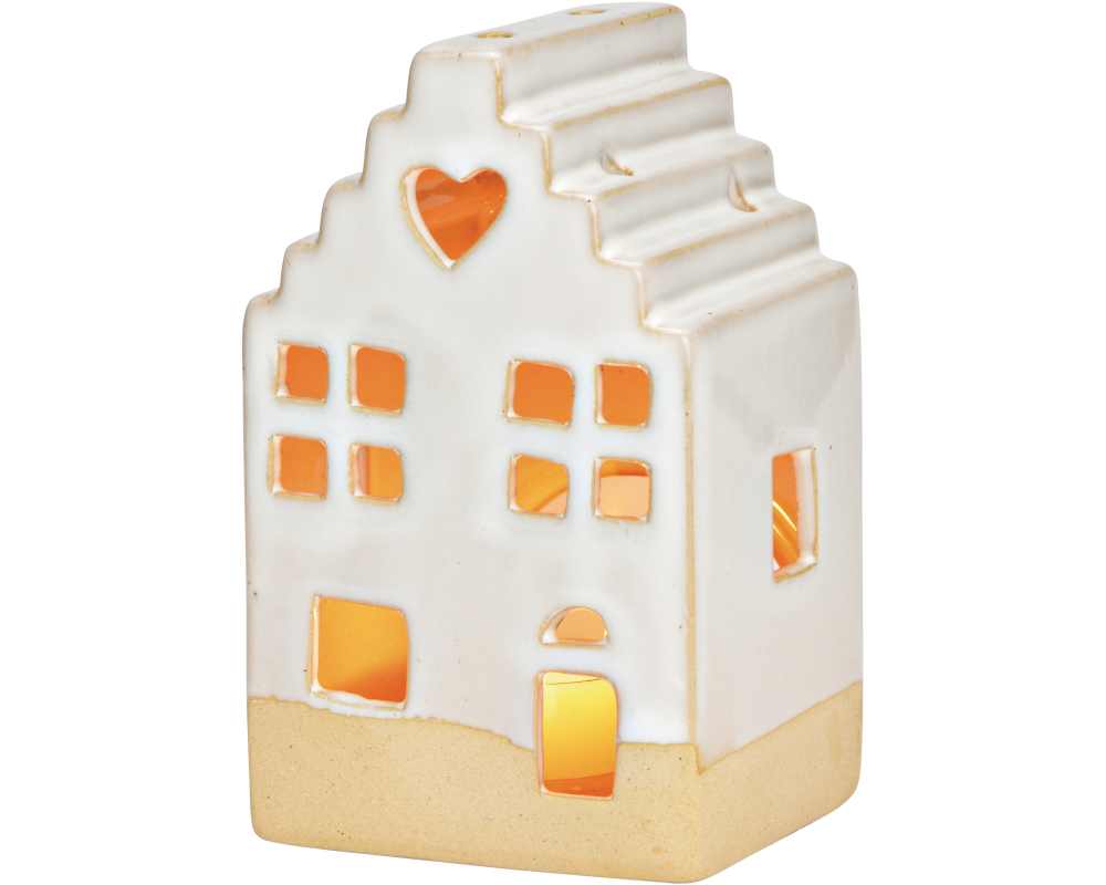 ROOST Windlicht Haus 8x14x8cm 10040030 Keramik, weiss